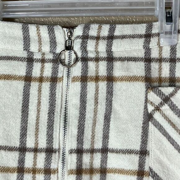 Hyfve Plaid Zip Front Wool Blend Mini Skirt Size Large - Picture 4 of 8